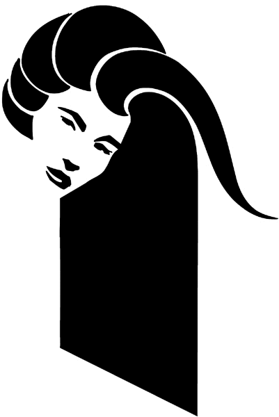 Long flowing tresses vinyl sticker. Customize on line. Hairdressers 047-0061